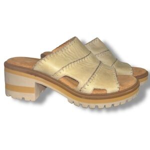 Salvia Silver Mink Full Grain Cowhide Leather Platform Mule Sandal EU 37